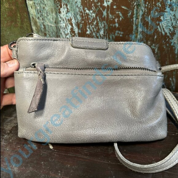 Rock Paper Scissors Gray Leather Small Crossbody Bag - Picture 2 of 5